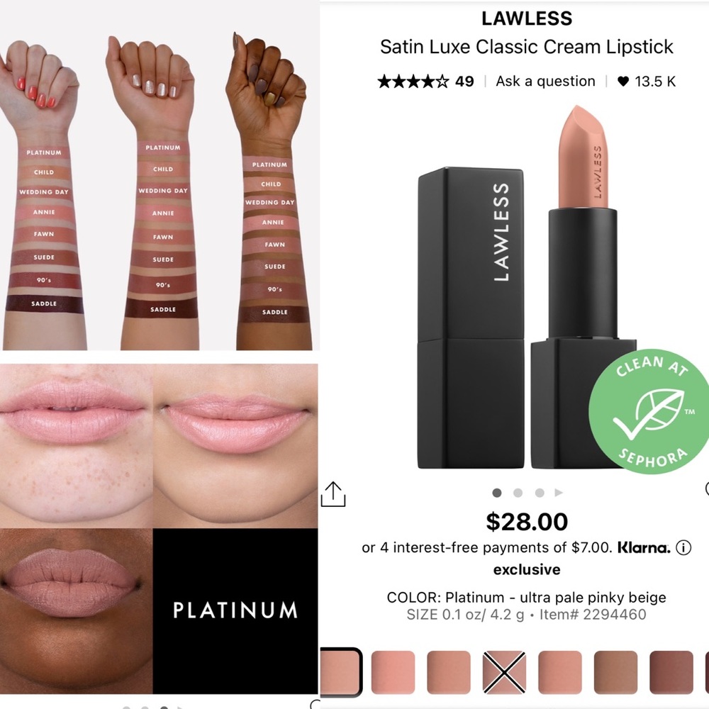 NEW Lawless Beauty cream lipstick in Platinum